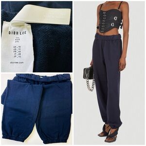 Dion Lee Rolled Waistband French Terry Cotton Lounge Sweat Pants Pockets Navy